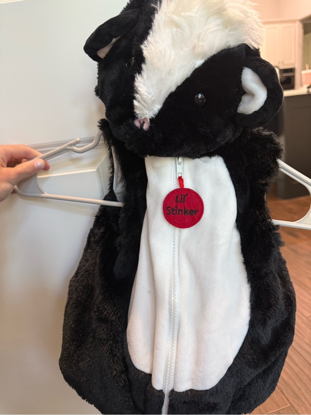 Plush Skunk Hooded Kids Vest - Black & White